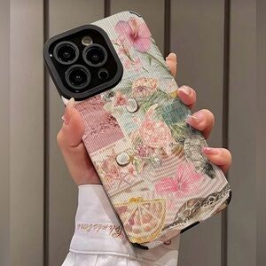 Apple iPhone Phone Case Vertical Stripes Coconut Tropical Print PU Leather